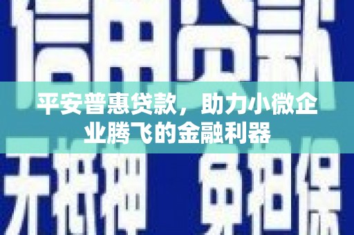 日喀则平安普惠贷款，助力小微企业腾飞的金融利器