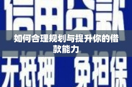 日喀则如何合理规划与提升你的借款能力